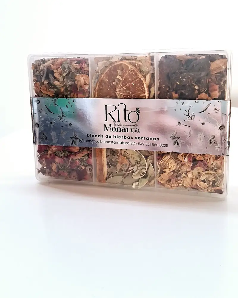 Caja transparente de Rito con seis compartimentos de blends